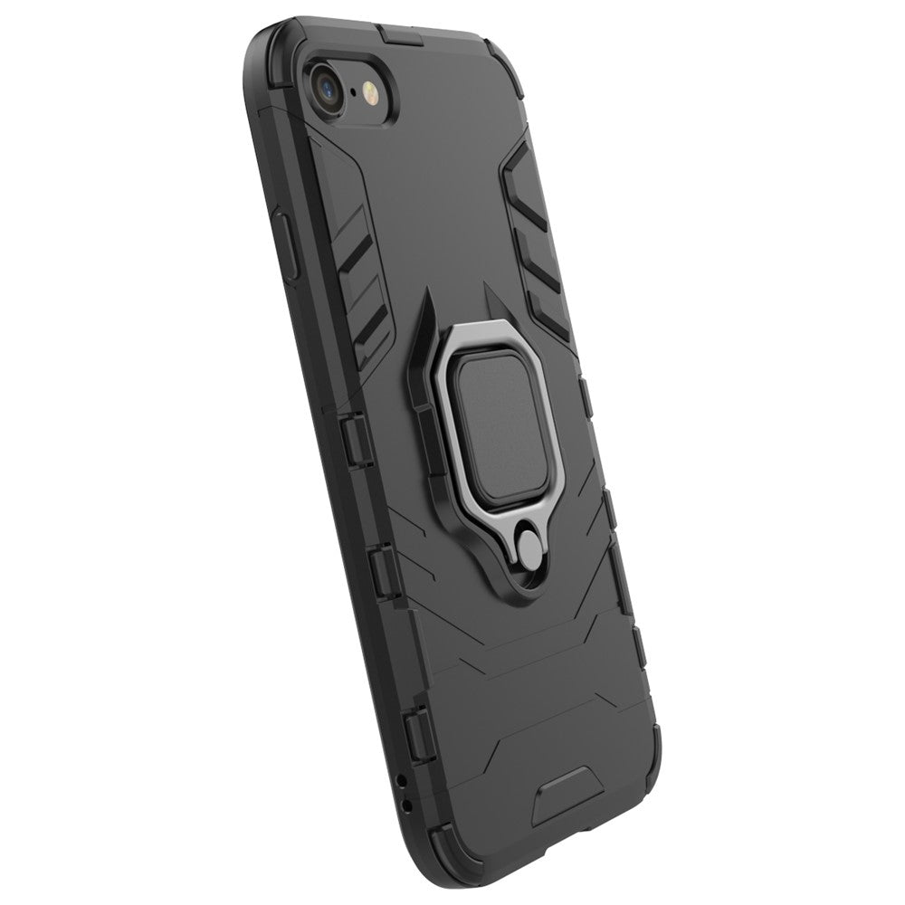 Fingerring Kickstand PC + TPU Combo Telefoncover til iPhone 8/7/SE (2022)/SE (2020) - Sort