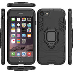 Fingerring Kickstand PC + TPU Combo Telefoncover til iPhone 8/7/SE (2022)/SE (2020) - Sort