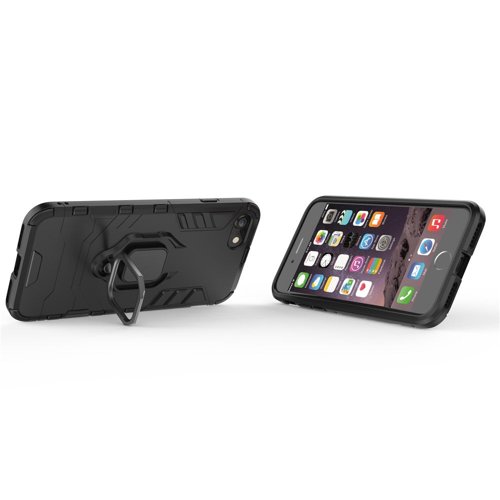 Fingerring Kickstand PC + TPU Combo Telefoncover til iPhone 8/7/SE (2022)/SE (2020) - Sort
