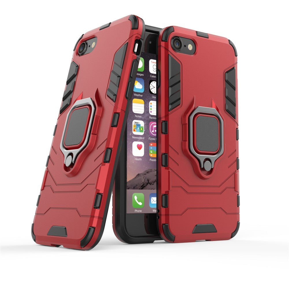 Fingerring Kickstand PC + TPU Combo Telefoncover til iPhone 8/7/SE (2022)/SE (2020) - Sort
