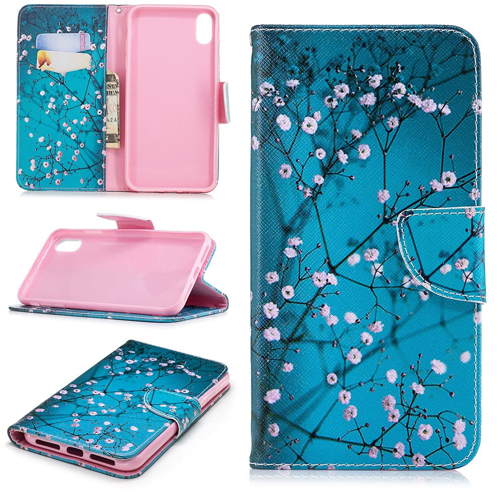 Pattern Printing PU Leather Wallet Stand Phone Cover Case for iPhone XS Max 6.5 inch
