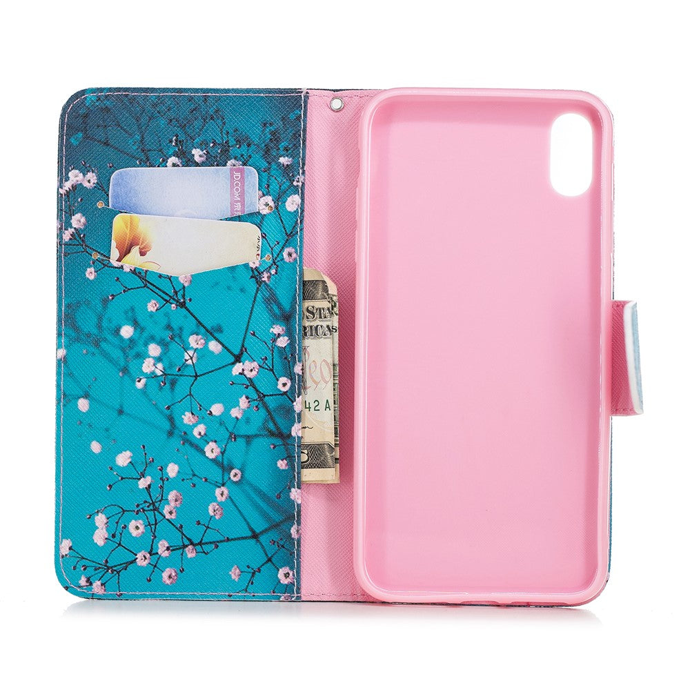 Pattern Printing PU Leather Wallet Stand Phone Cover Case for iPhone XS Max 6.5 inch