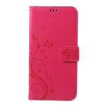 For iPhone XS Max 6.5 inch Imprint Butterfly Flower Stand Wallet Leather Cover with Strap