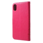 For iPhone XS Max 6.5 inch Imprint Butterfly Flower Stand Wallet Leather Cover with Strap