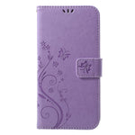 For iPhone XS Max 6.5 inch Imprint Butterfly Flower Stand Wallet Leather Cover with Strap