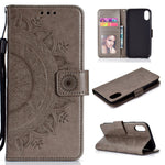 Imprinted Mandala Pattern Wallet Leather Case for iPhone XS Max 6.5 inch
