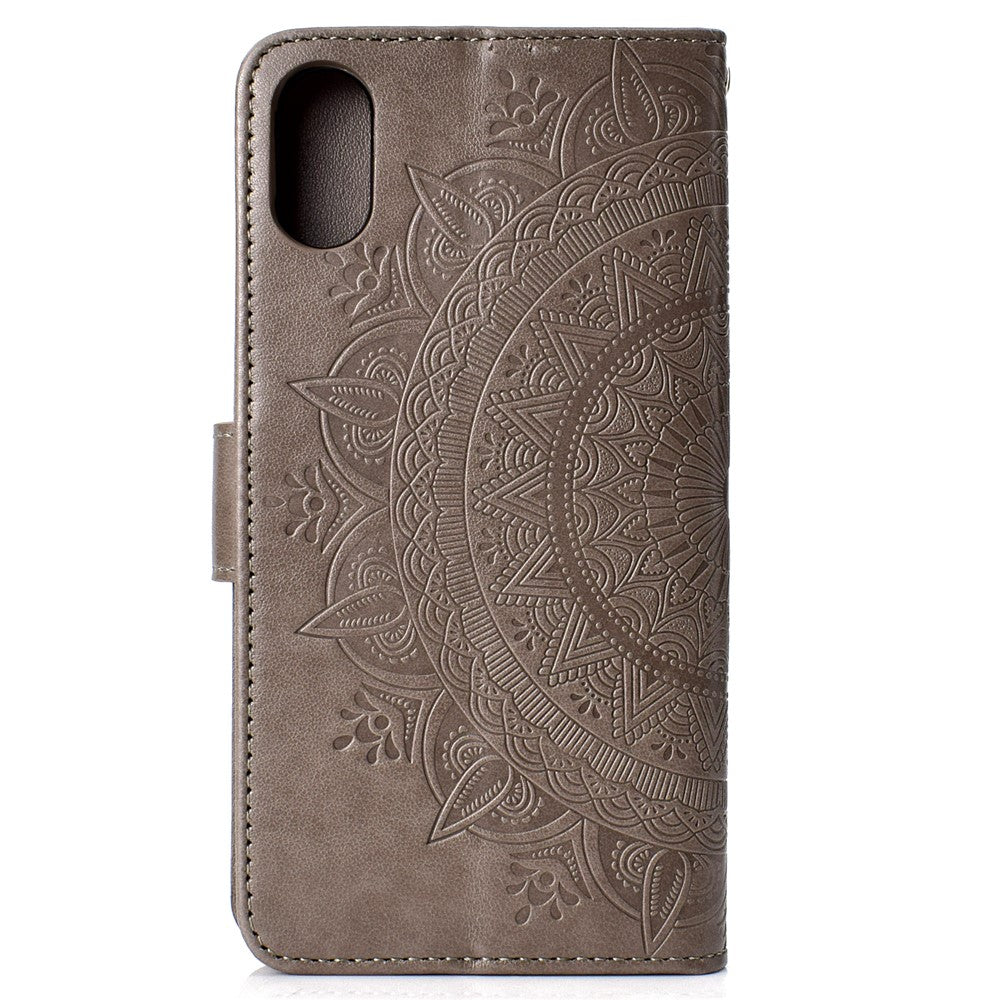 Imprinted Mandala Pattern Wallet Leather Case for iPhone XS Max 6.5 inch