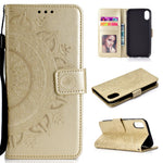 Imprinted Mandala Pattern Wallet Leather Case for iPhone XS Max 6.5 inch