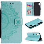 Imprinted Mandala Pattern Wallet Leather Case for iPhone XS Max 6.5 inch