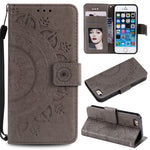 Imprinted Mandala Pattern PU Leather Protection Mobile Phone Case for iPhone SE/5s/5