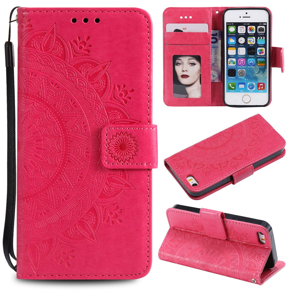 Imprinted Mandala Pattern PU Leather Protection Mobile Phone Case for iPhone SE/5s/5