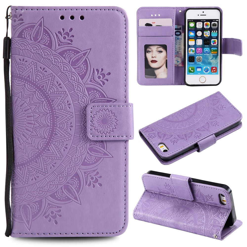 Imprinted Mandala Pattern PU Leather Protection Mobile Phone Case for iPhone SE/5s/5