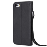 For iPhone SE / 5s / 5 Case Solid Color Leather Mobile Cover Wallet Stand with Strap