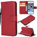 For iPhone SE / 5s / 5 Case Solid Color Leather Mobile Cover Wallet Stand with Strap