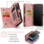 CASEME Vintage PU læder aftagelig 2-i-1 multi-slot pung etui til iPhone Xs Max 6,5-inch