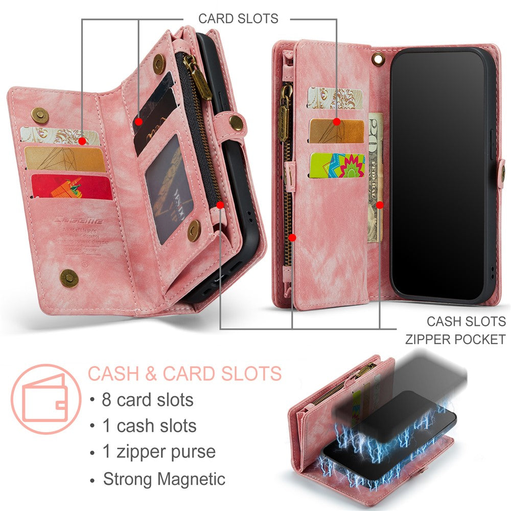 CASEME Vintage PU læder aftagelig 2-i-1 multi-slot pung etui til iPhone Xs Max 6,5-inch