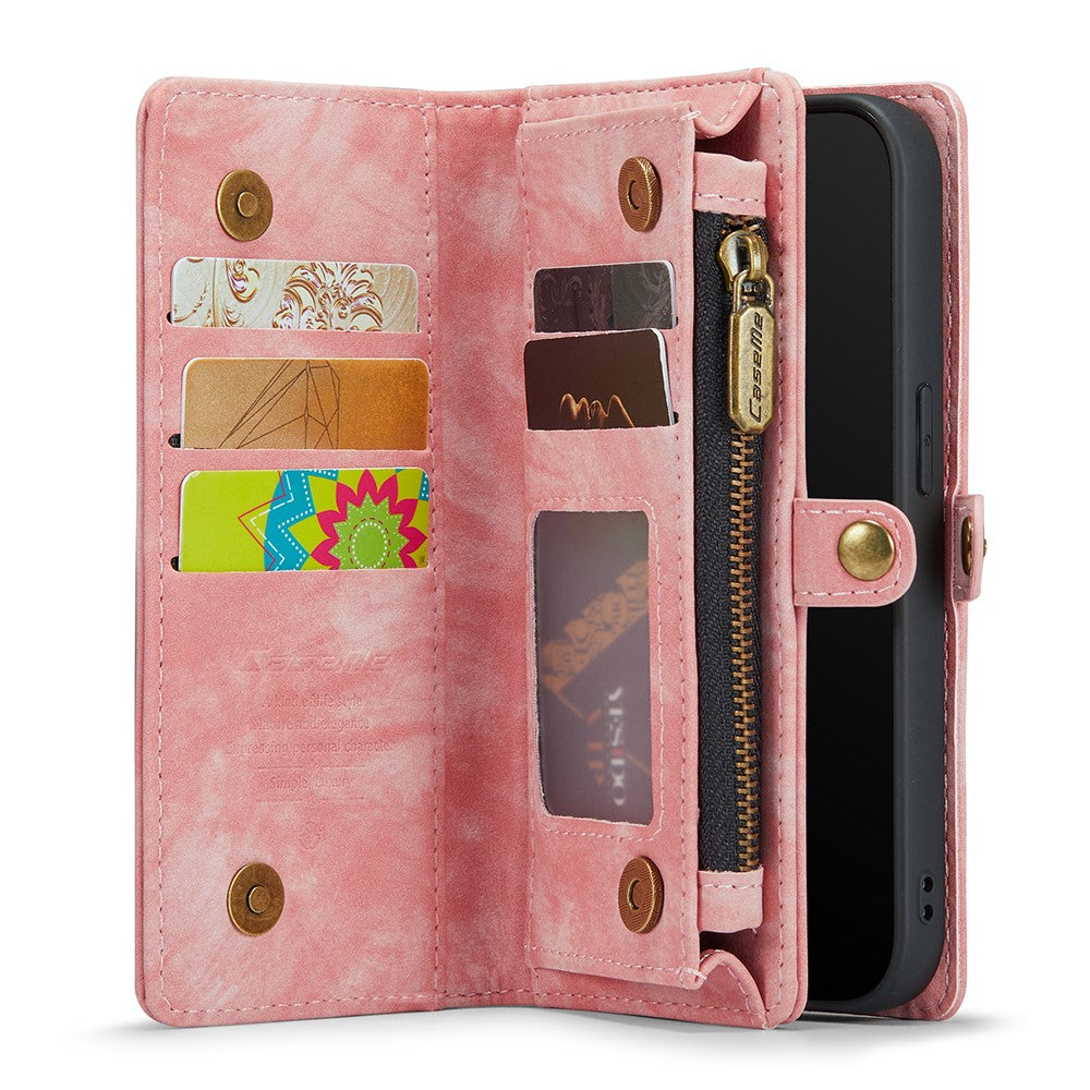 CASEME Vintage PU læder aftagelig 2-i-1 multi-slot pung etui til iPhone Xs Max 6,5-inch