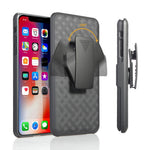 For iPhone XS Max 6.5 inch Woven Texture Swivel Belt Clip Holster PC + TPU Hybrid Cover