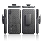 For iPhone XS Max 6.5 inch Woven Texture Swivel Belt Clip Holster PC + TPU Hybrid Cover