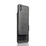 For iPhone XS Max 6.5 inch Woven Texture Swivel Belt Clip Holster PC + TPU Hybrid Cover
