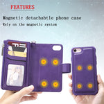 For iPhone SE (2022) / SE (2020)  / 8 / 7 / 6S / 6 Magnetic Leather Case Mobile Cover with Detachable Zipper Wallet Strap