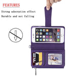For iPhone SE (2022) / SE (2020)  / 8 / 7 / 6S / 6 Magnetic Leather Case Mobile Cover with Detachable Zipper Wallet Strap