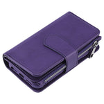 For iPhone SE (2022) / SE (2020)  / 8 / 7 / 6S / 6 Magnetic Leather Case Mobile Cover with Detachable Zipper Wallet Strap