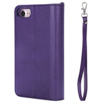 For iPhone SE (2022) / SE (2020)  / 8 / 7 / 6S / 6 Magnetic Leather Case Mobile Cover with Detachable Zipper Wallet Strap
