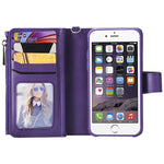 For iPhone SE (2022) / SE (2020)  / 8 / 7 / 6S / 6 Magnetic Leather Case Mobile Cover with Detachable Zipper Wallet Strap