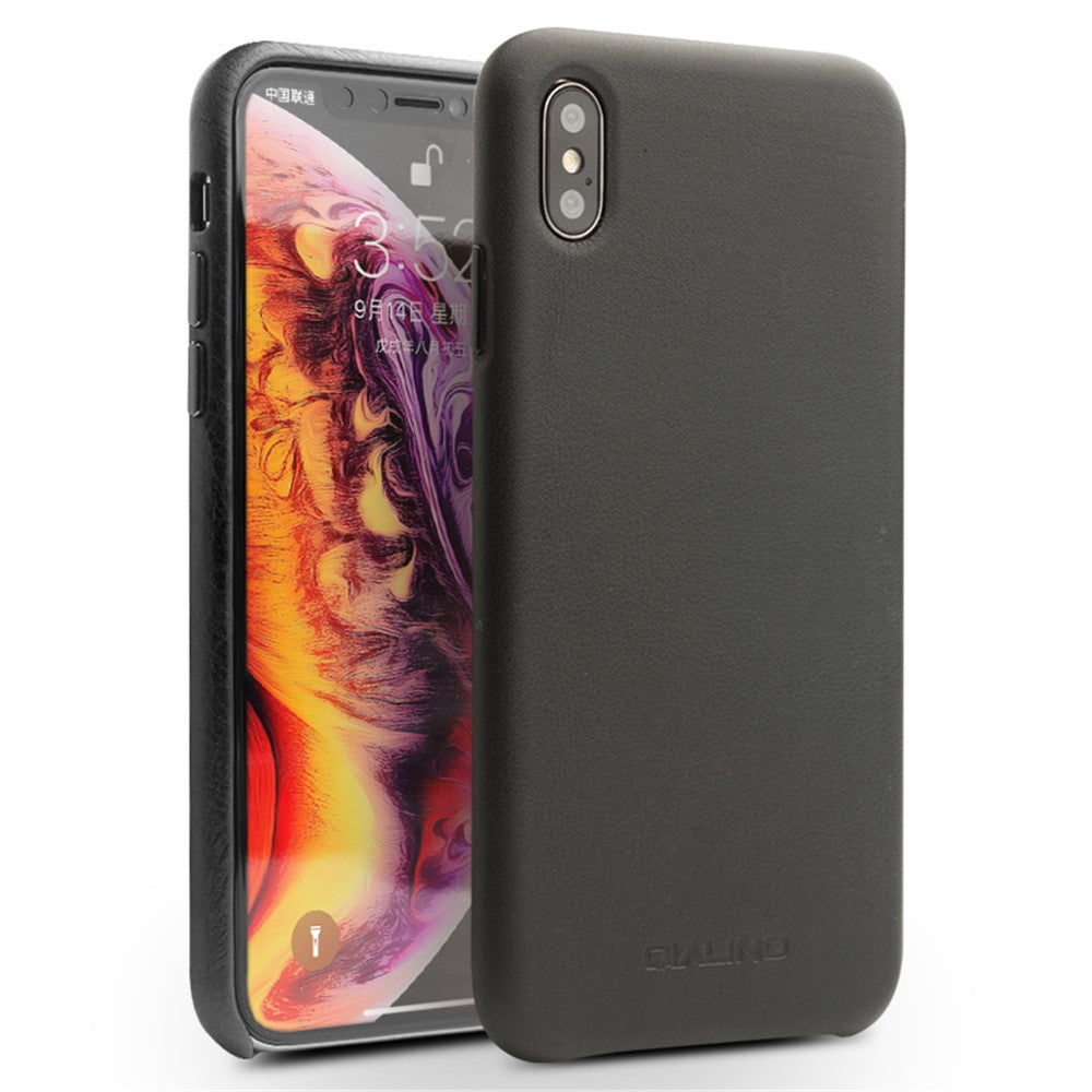 QIALINO Genuine Leather Coated PC Phone Casing for iPhone XS Max 6.5 inch