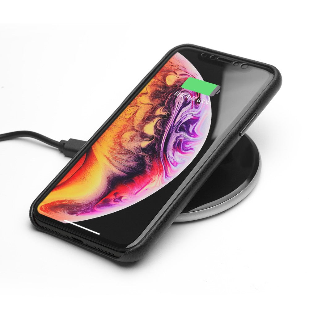 QIALINO Genuine Leather Coated PC Phone Casing for iPhone XS Max 6.5 inch