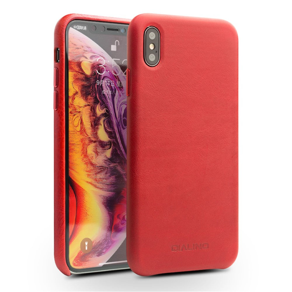 QIALINO Genuine Leather Coated PC Phone Casing for iPhone XS Max 6.5 inch
