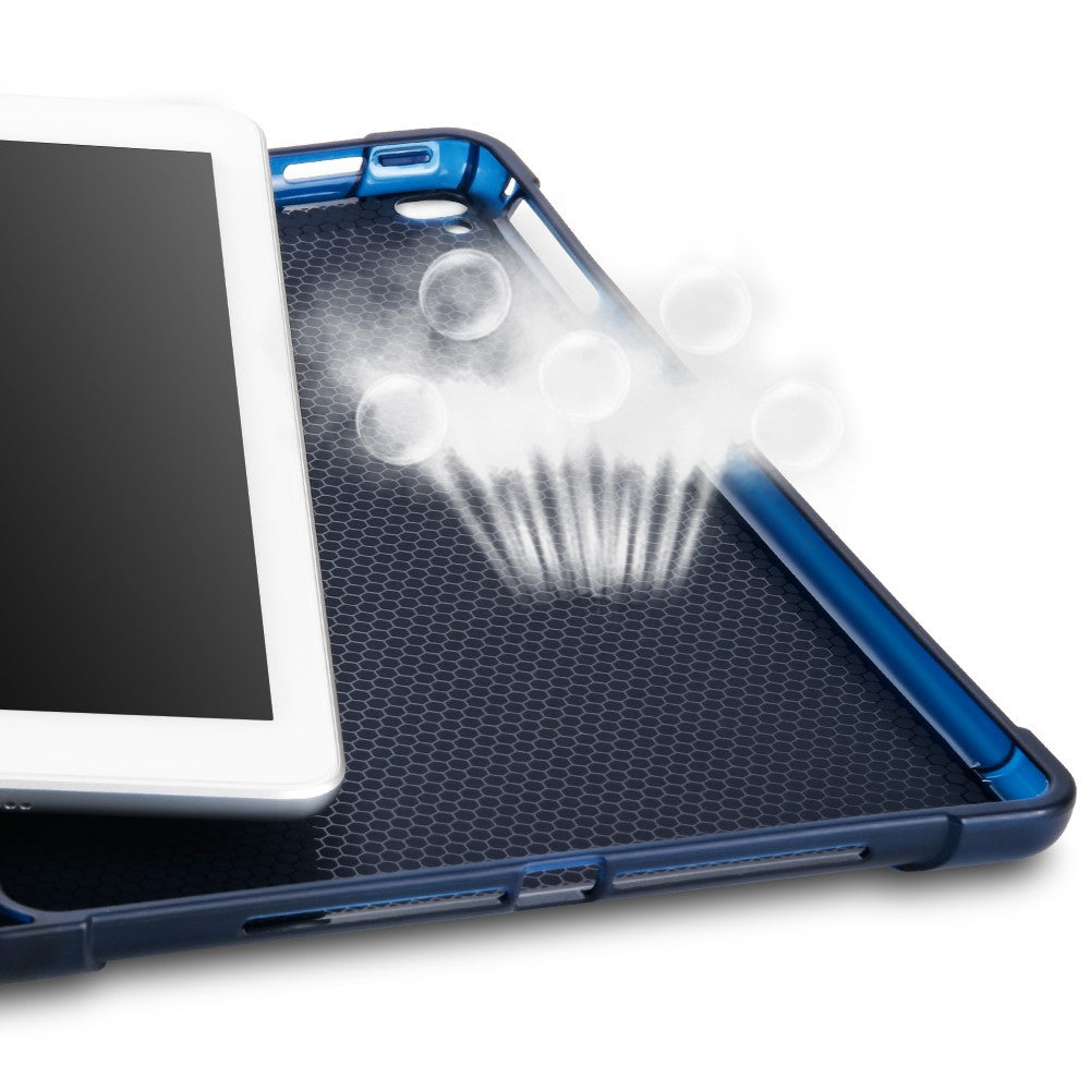 PU-læder tablet-cover til iPad 9,7" (2018) / (2017) / Air 2 / Air (2013) tredobbelt stativ beskyttelsescover indbygget penholder