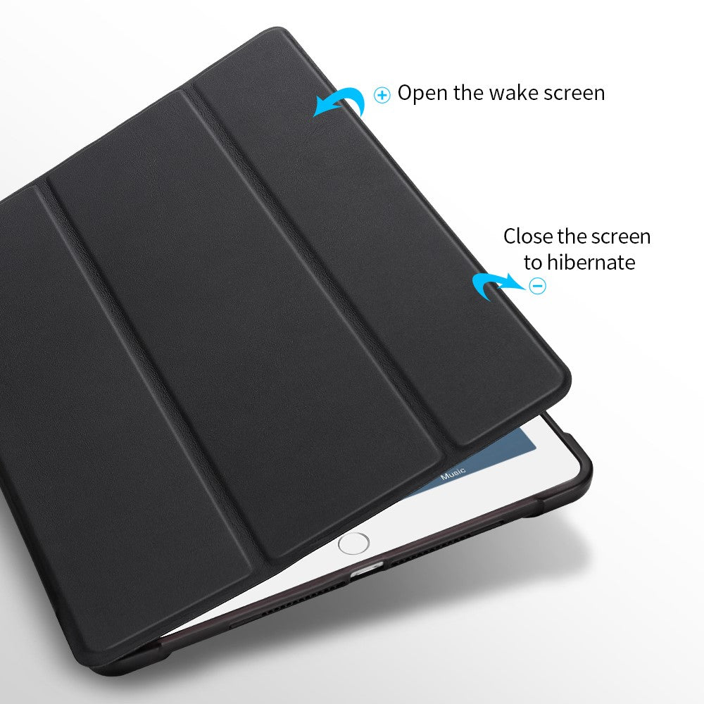 PU-læder tablet-cover til iPad 9,7" (2018) / (2017) / Air 2 / Air (2013) tredobbelt stativ beskyttelsescover indbygget penholder