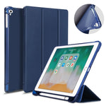 PU-læder tablet-cover til iPad 9,7" (2018) / (2017) / Air 2 / Air (2013) tredobbelt stativ beskyttelsescover indbygget penholder