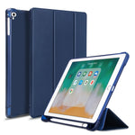 PU-læder tablet-cover til iPad 9,7" (2018) / (2017) / Air 2 / Air (2013) tredobbelt stativ beskyttelsescover indbygget penholder