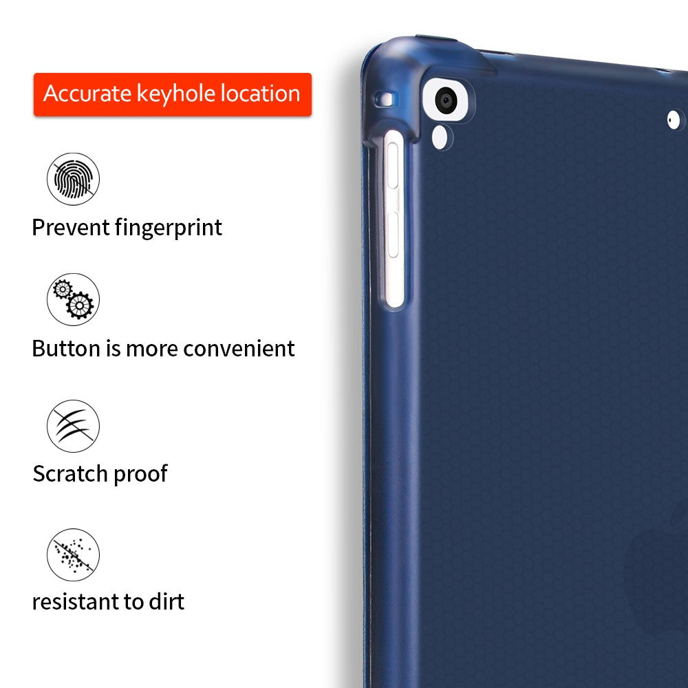 PU-læder tablet-cover til iPad 9,7" (2018) / (2017) / Air 2 / Air (2013) tredobbelt stativ beskyttelsescover indbygget penholder