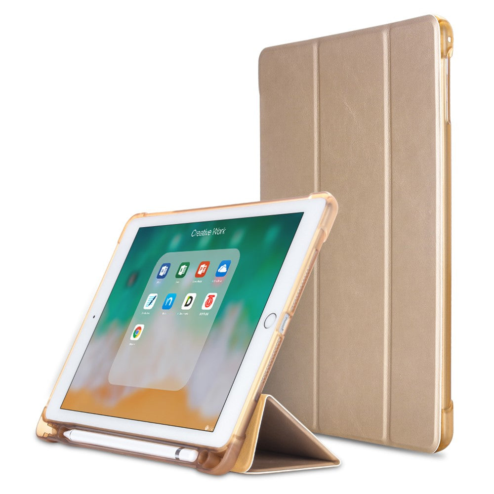 PU-læder tablet-cover til iPad 9,7" (2018) / (2017) / Air 2 / Air (2013) tredobbelt stativ beskyttelsescover indbygget penholder