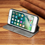 DG.MING Retro Style Wallet Cell Phone Cover for iPhone 7/8/SE (2022)/SE (2020) Leather Stand Case