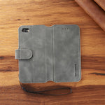 DG.MING Retro Style Wallet Cell Phone Cover for iPhone 7/8/SE (2022)/SE (2020) Leather Stand Case