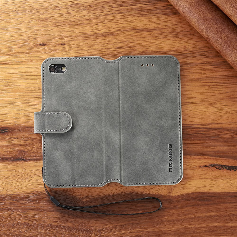 DG.MING Retro Style Wallet Cell Phone Cover for iPhone 7/8/SE (2022)/SE (2020) Leather Stand Case