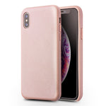 QIALINO Classic Litchi Texture Calf Skin Genuine Leather Coated PC Back Shell for iPhone XS Max 6.5 inch