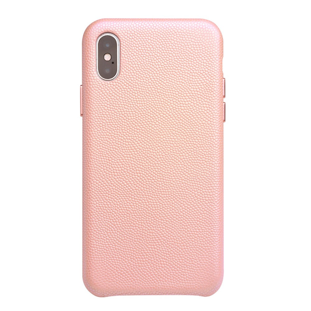 QIALINO Classic Litchi Texture Calf Skin Genuine Leather Coated PC Back Shell for iPhone XS Max 6.5 inch