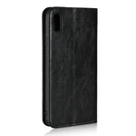 Til iPhone XS Max 6,5 tommer Crazy Horse Ægte Læder Pung Etui med Standfunktion
