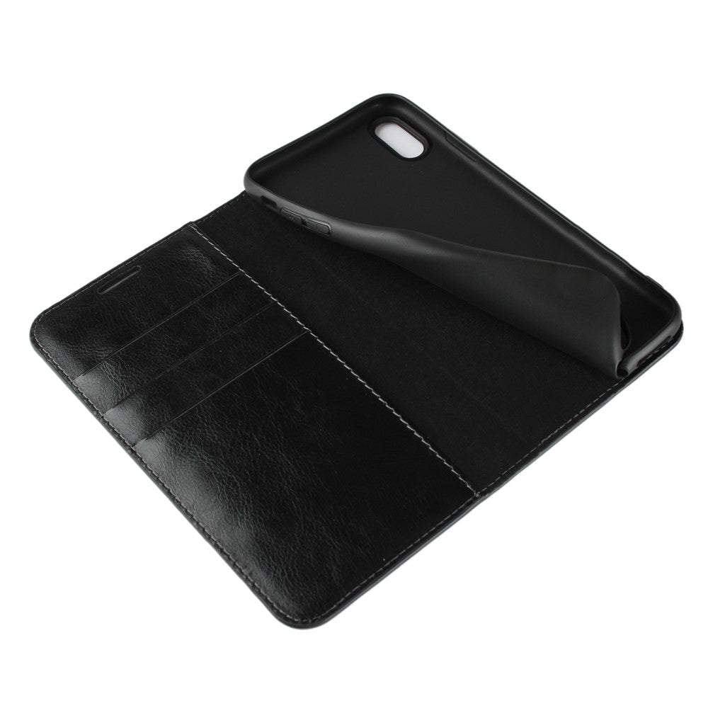 Til iPhone XS Max 6,5 tommer Crazy Horse Ægte Læder Pung Etui med Standfunktion