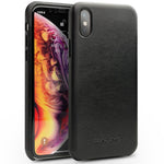 QIALINO til iPhone XS Max 6,5 tommer PC-hardcase beklædt med ægte læder