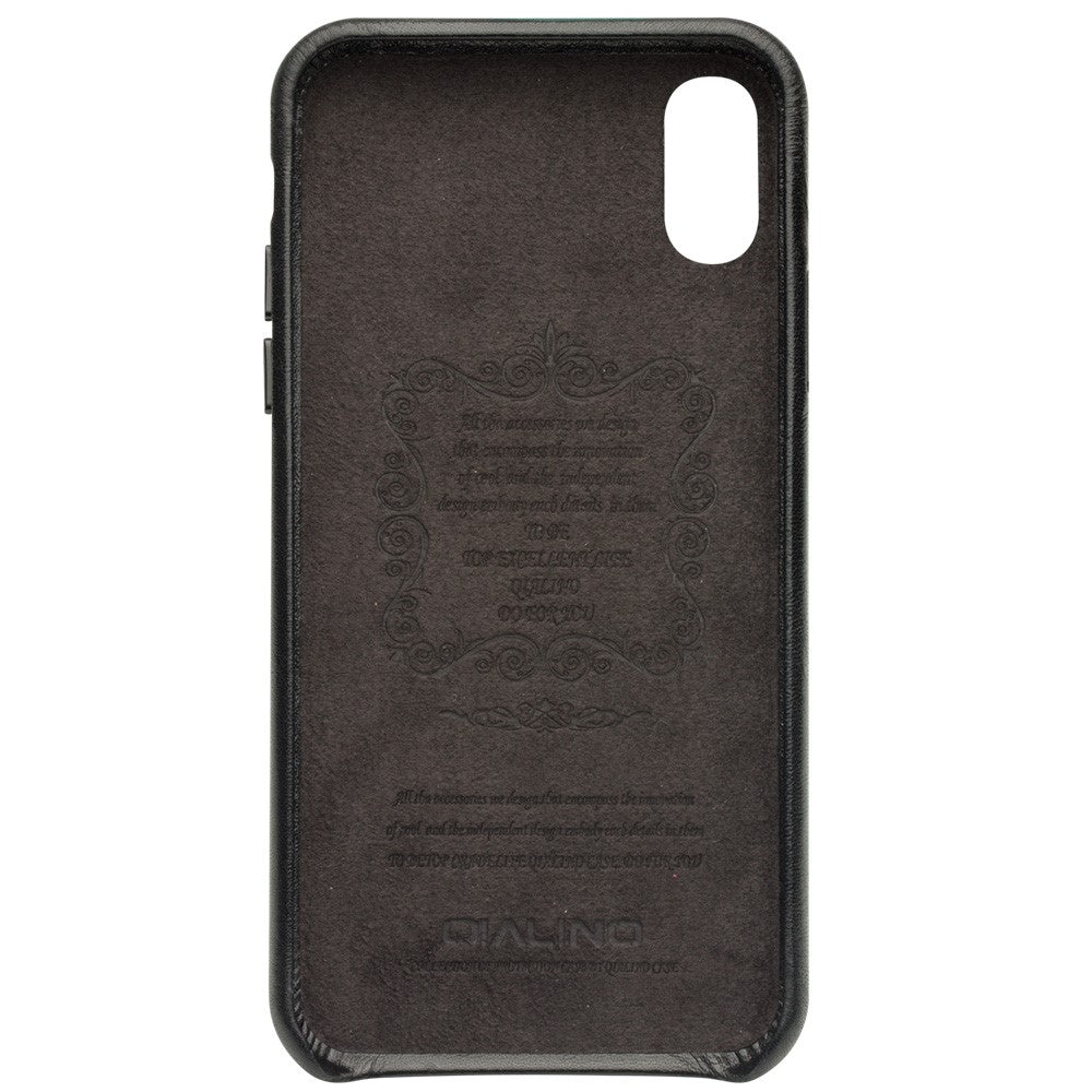 QIALINO til iPhone XS Max 6,5 tommer PC-hardcase beklædt med ægte læder