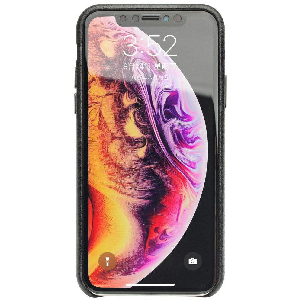 QIALINO til iPhone XS Max 6,5 tommer PC-hardcase beklædt med ægte læder