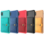 Leather Coated TPU Wallet Kickstand Casing with Built-in Magnetic Sheet for iPhone XS Max 6.5 inch