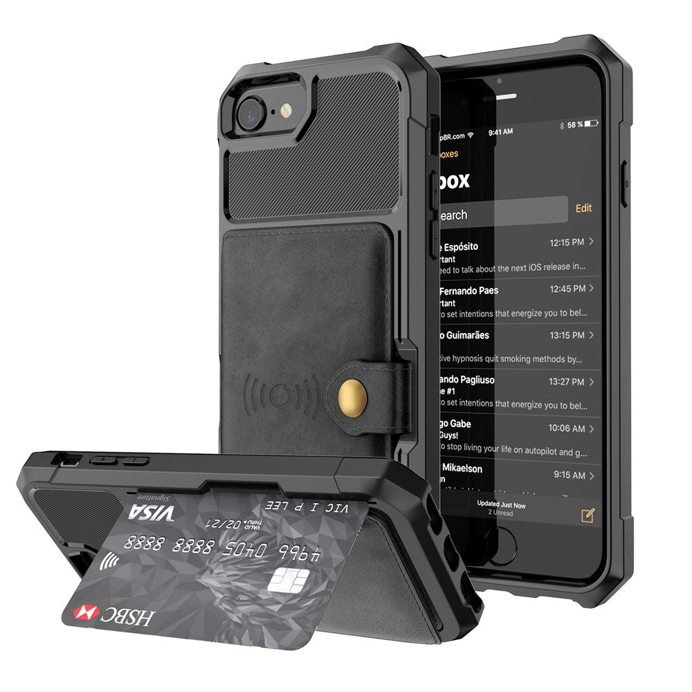PU Leather Coated TPU Wallet Kickstand Casing with Built-in Magnetic Sheet for iPhone 8 / 7 / 6s / 6 / SE (2020) / SE (2022) 4.7 inch